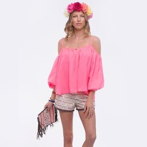 Love Sam Neon Ponk Marielli Boho cold-shoulder top sz M